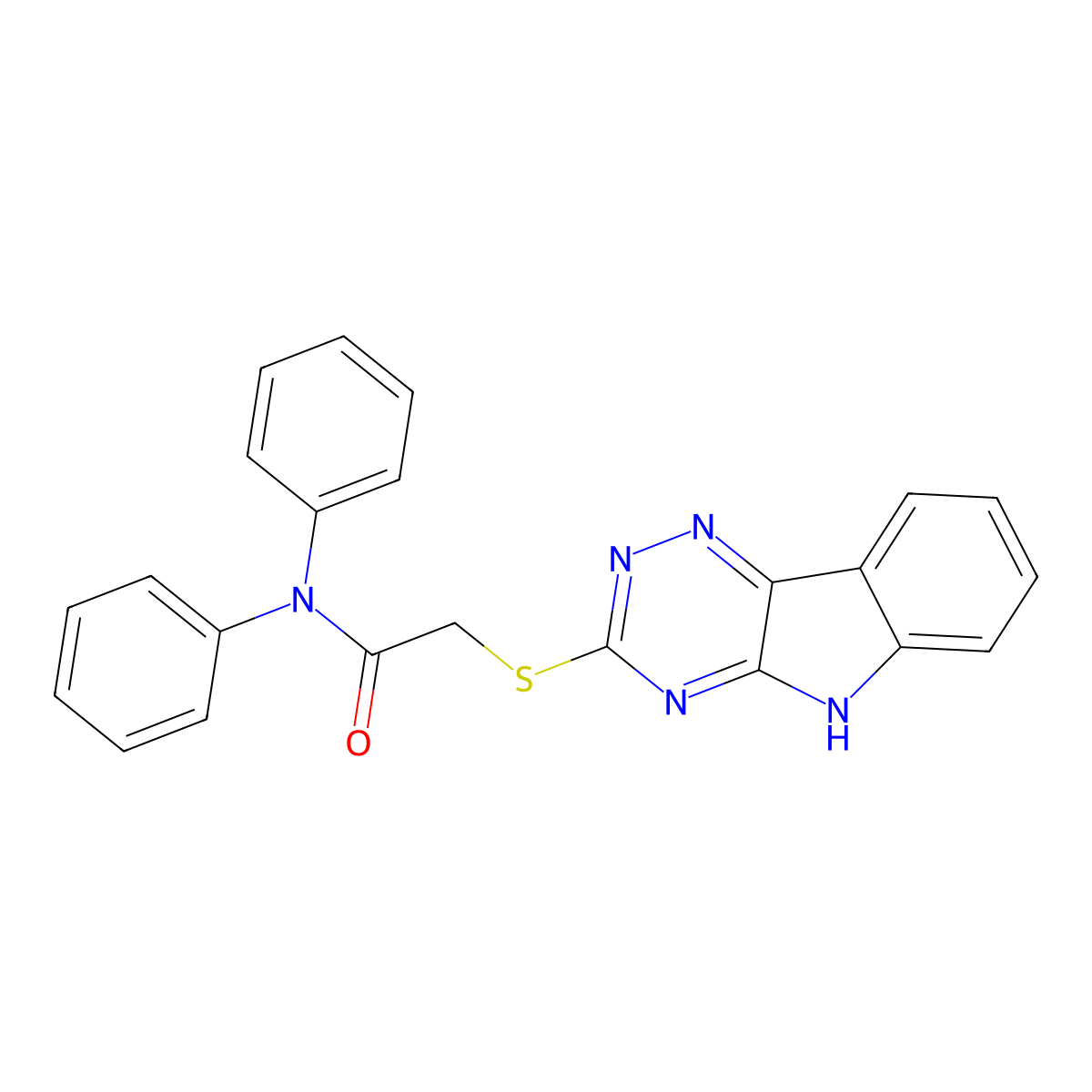 N,N-diphenyl-2-(5H-[1,2,4]triazino[5,6-b]indol-3-ylsulfanyl)acetamide molecular structure, CAS 296770-91-7