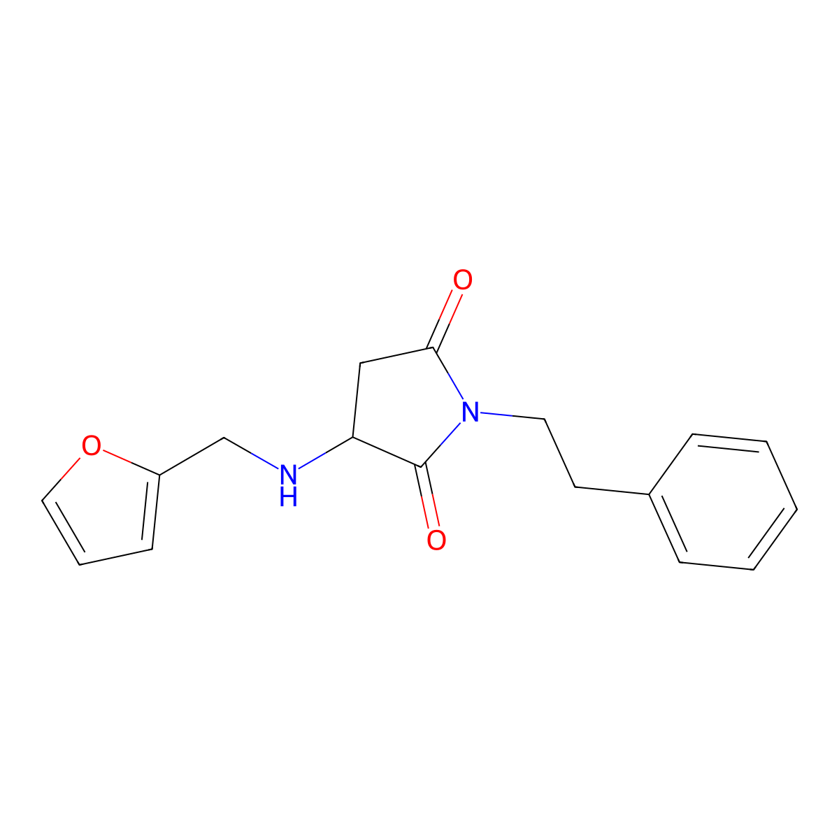 3-[(2-Furylmethyl)amino]-1-(2-phenylethyl)-2,5-pyrrolidinedione molecular structure, CAS 296770-97-3