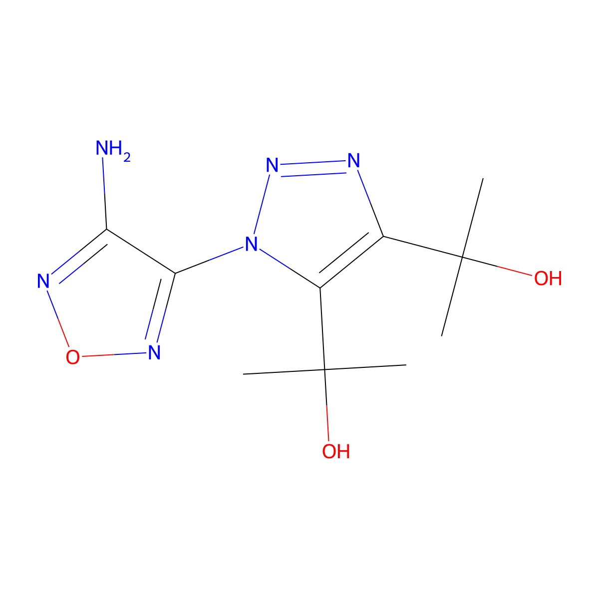 2-[1-(4-Amino-1,2,5-oxadiazol-3-yl)-5-(2-hydroxypropan-2-yl)triazol-4-yl]propan-2-ol molecular structure, CAS 296771-08-9