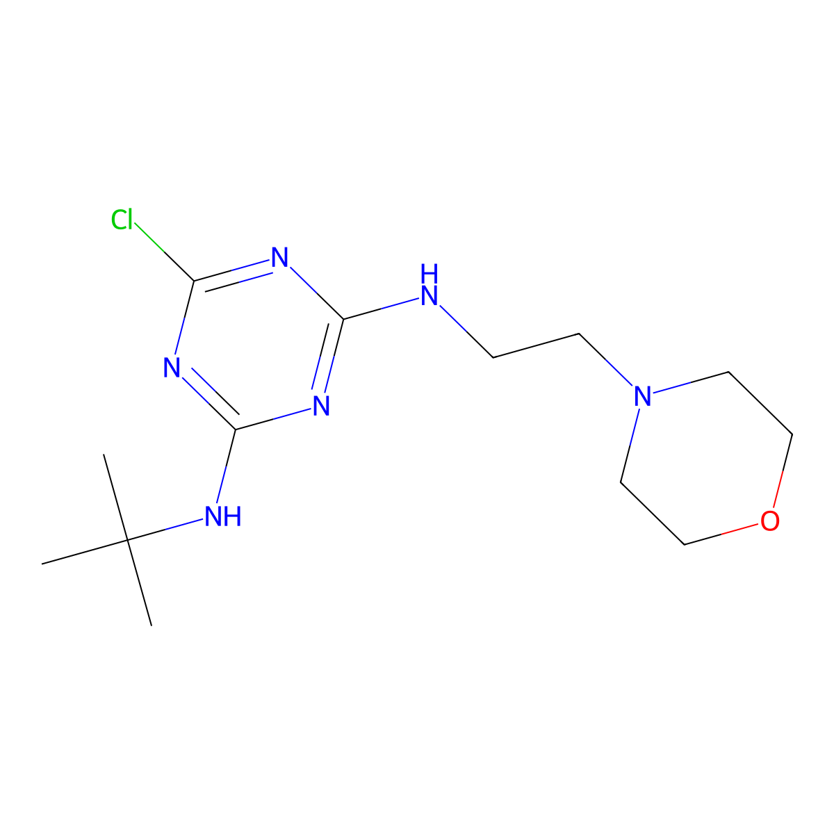 2-N-tert-butyl-6-chloro-4-N-(2-morpholin-4-ylethyl)-1,3,5-triazine-2,4-diamine molecular structure, CAS 296771-10-3