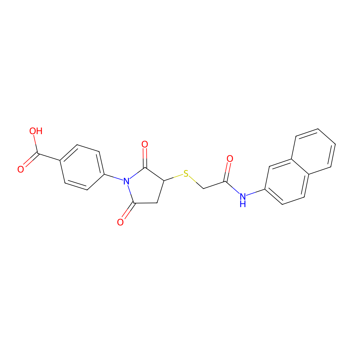 4-[3-[2-(Naphthalen-2-ylamino)-2-oxoethyl]sulfanyl-2,5-dioxopyrrolidin-1-yl]benzoic acid molecular structure, CAS 296771-28-3