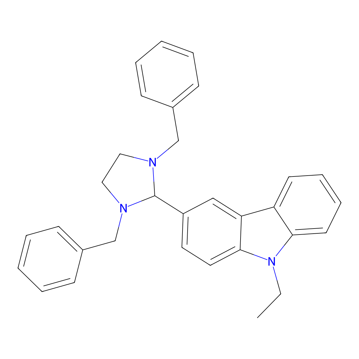 3-(1,3-dibenzylimidazolidin-2-yl)-9-ethyl-9H-carbazole molecular structure, CAS 296771-49-8