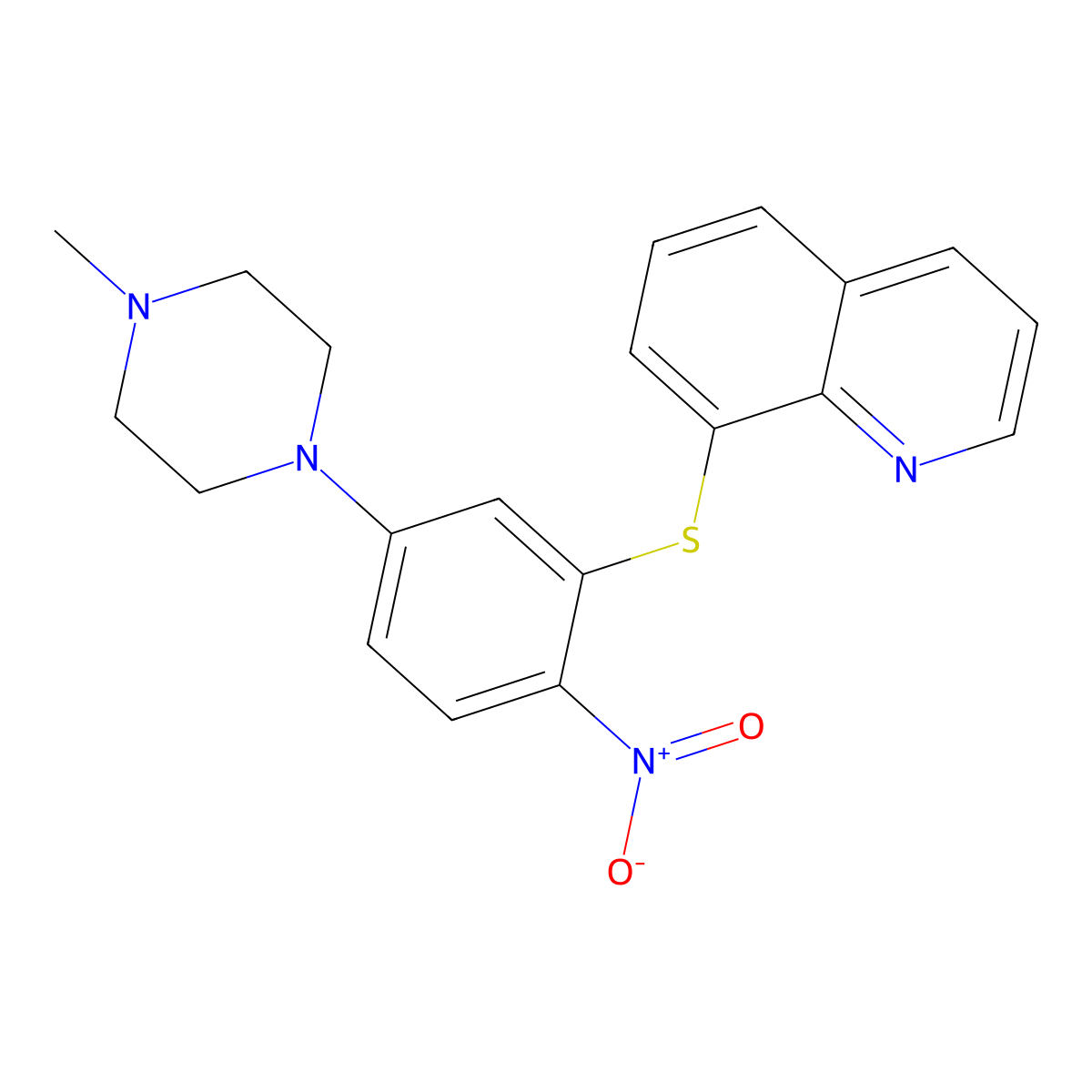 8-[5-(4-Methylpiperazin-1-yl)-2-nitrophenyl]sulfanylquinoline molecular structure, CAS 296771-51-2
