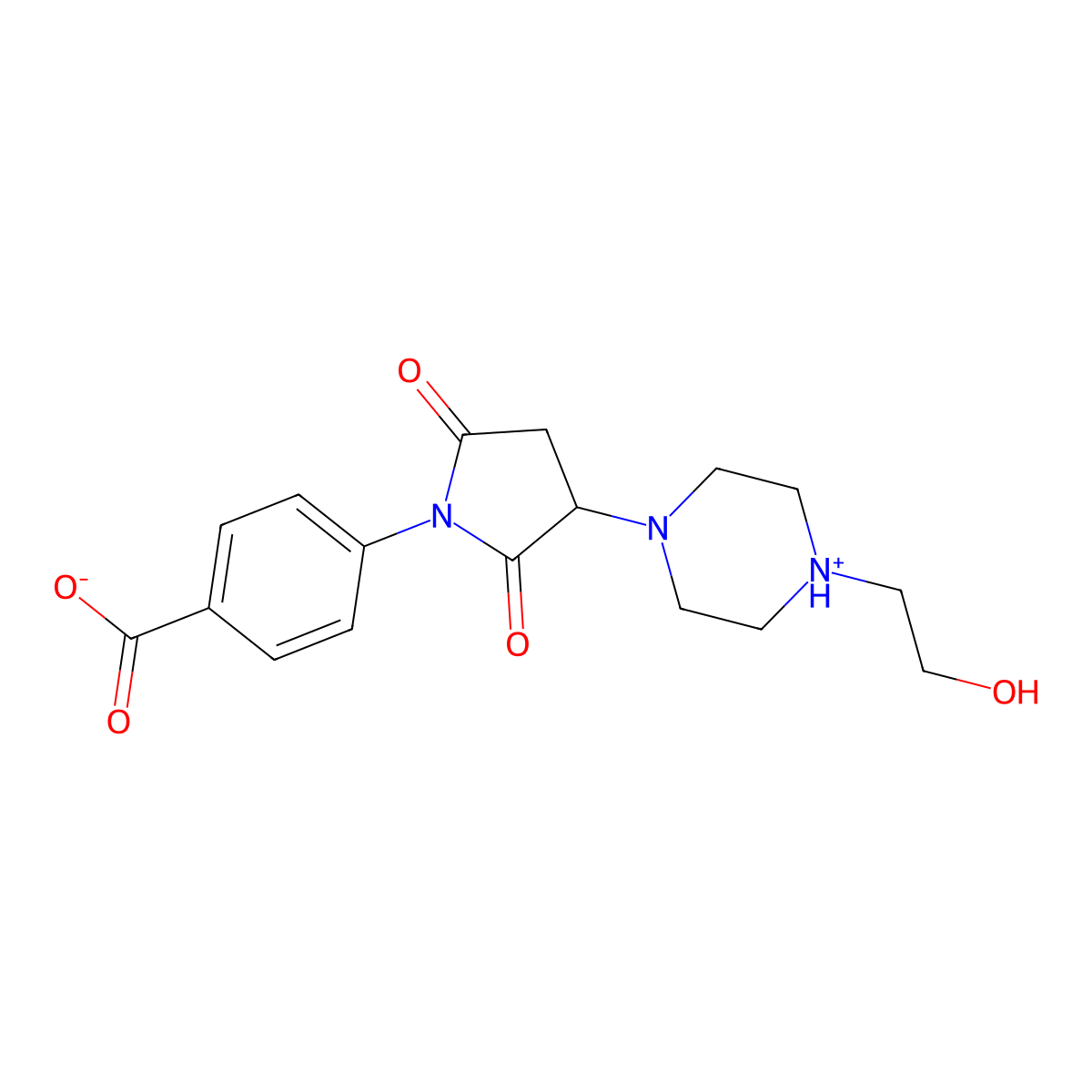 4-{3-[4-(2-Hydroxyethyl)piperazin-1-yl]-2,5-dioxopyrrolidin-1-yl}benzoic acid molecular structure, CAS 296771-60-3