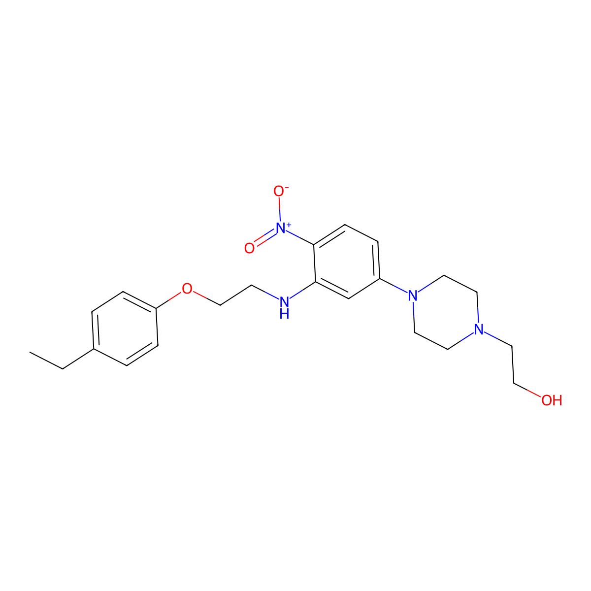 2-[4-[3-[2-(4-Ethylphenoxy)ethylamino]-4-nitrophenyl]piperazin-1-yl]ethanol molecular structure, CAS 296771-64-7