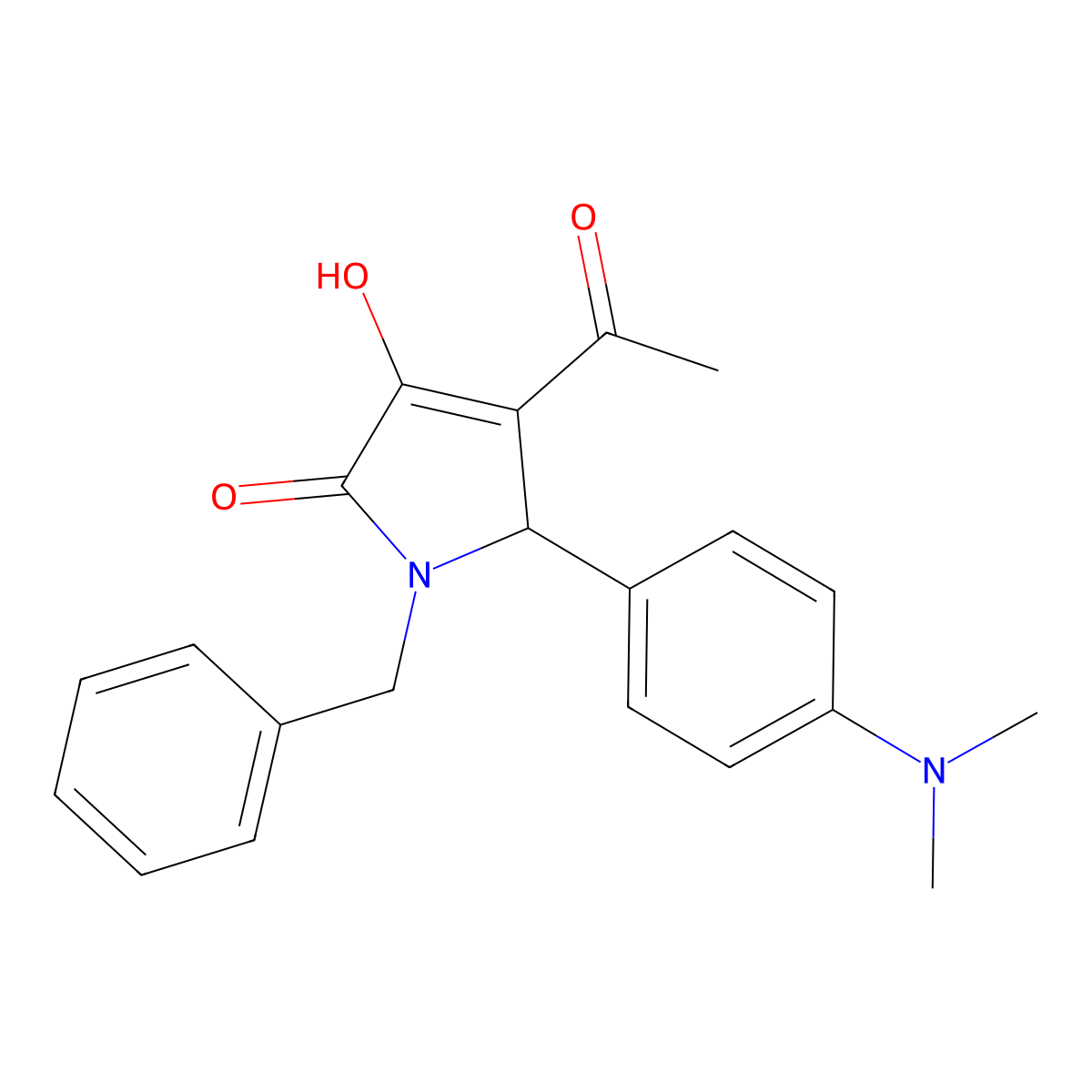 4-acetyl-1-benzyl-5-[4-(dimethylamino)phenyl]-3-hydroxy-1,5-dihydro-2H-pyrrol-2-one molecular structure, CAS 296771-66-9