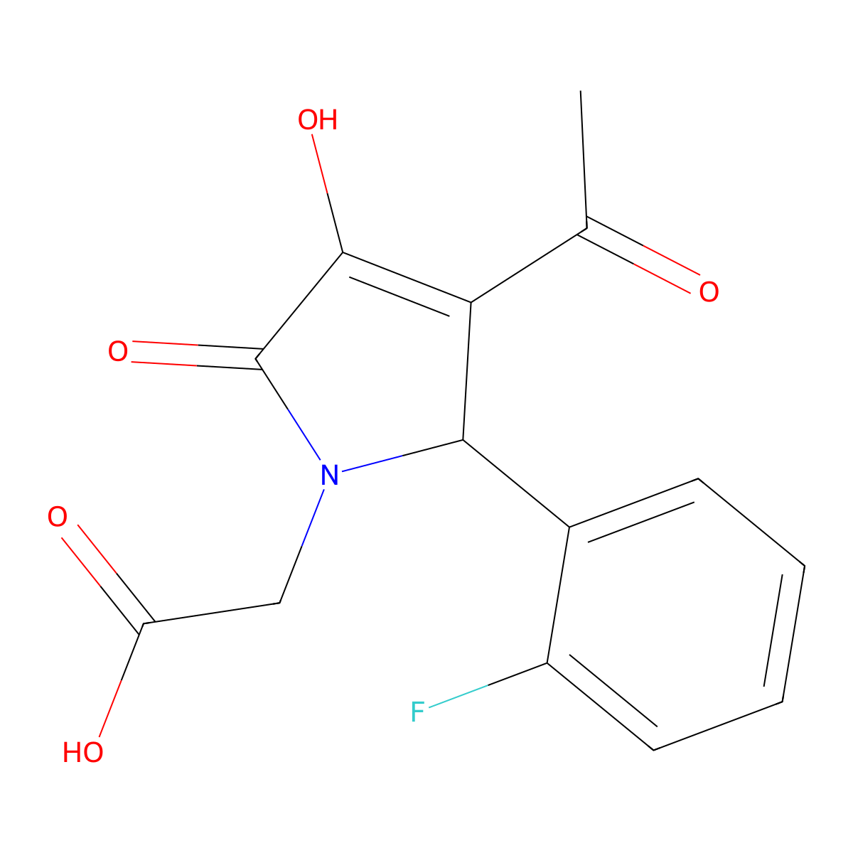 2-[3-acetyl-2-(2-fluorophenyl)-4-hydroxy-5-oxo-2H-pyrrol-1-yl]acetic acid molecular structure, CAS 296771-68-1