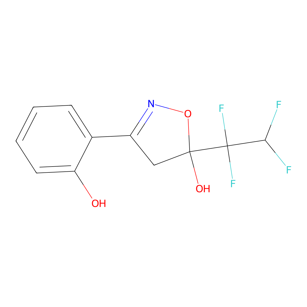 3-(2-Hydroxyphenyl)-5-(1,1,2,2-tetrafluoroethyl)-4,5-dihydro-1,2-oxazol-5-ol molecular structure, CAS 296771-94-3