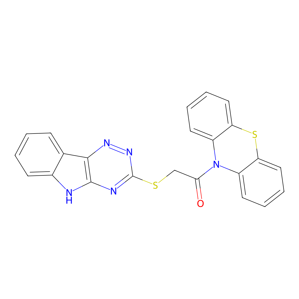 1-Phenothiazin-10-yl-2-(9H-1,3,4,9-tetraaza-fluoren-2-ylsulfanyl)-ethanone molecular structure, CAS 296771-95-4