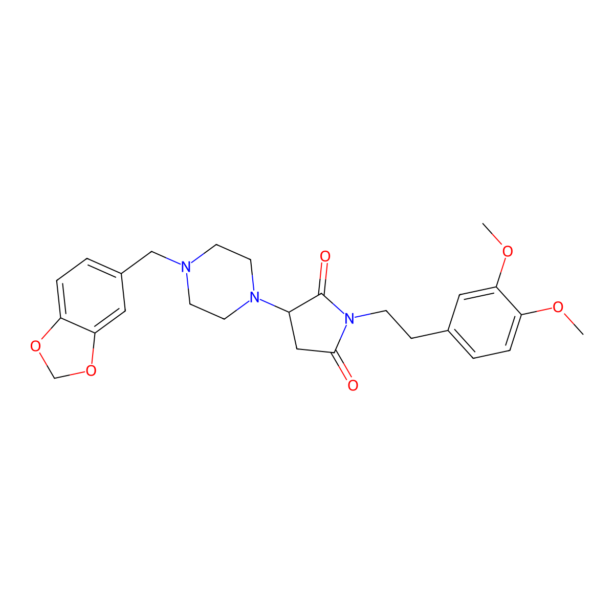 3-[4-(1,3-Benzodioxol-5-ylmethyl)piperazin-1-yl]-1-[2-(3,4-dimethoxyphenyl)ethyl]pyrrolidine-2,5-dione molecular structure, CAS 296772-25-3