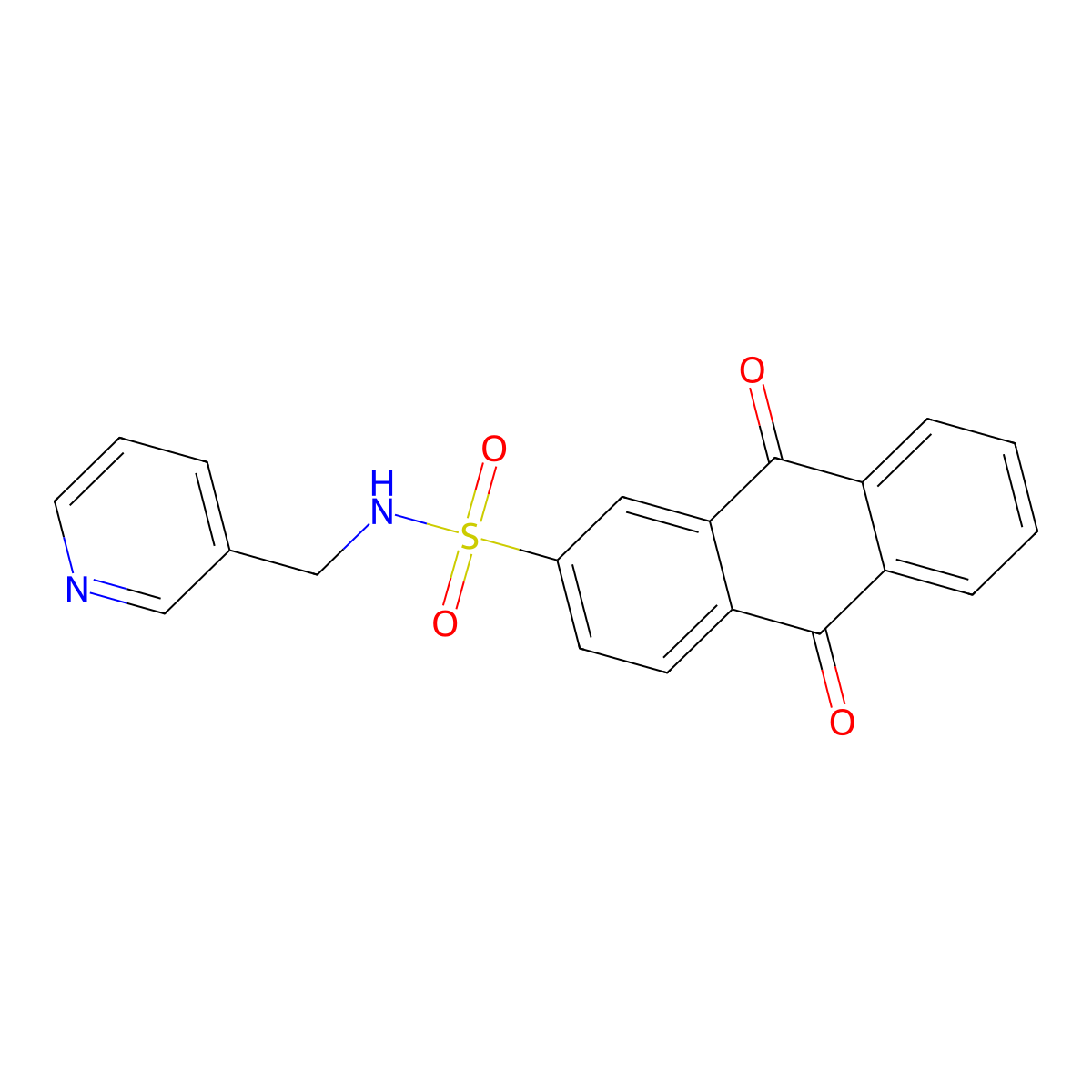 9,10-dioxo-N-(pyridin-3-ylmethyl)-9,10-dihydroanthracene-2-sulfonamide molecular structure, CAS 296772-34-4