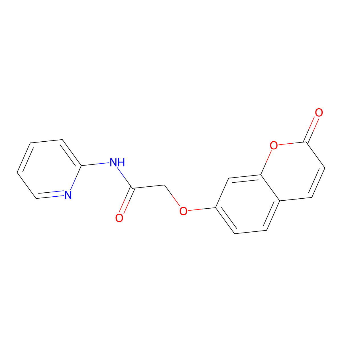 2-(2-oxochromen-7-yl)oxy-N-pyridin-2-ylacetamide molecular structure, CAS 296772-38-8