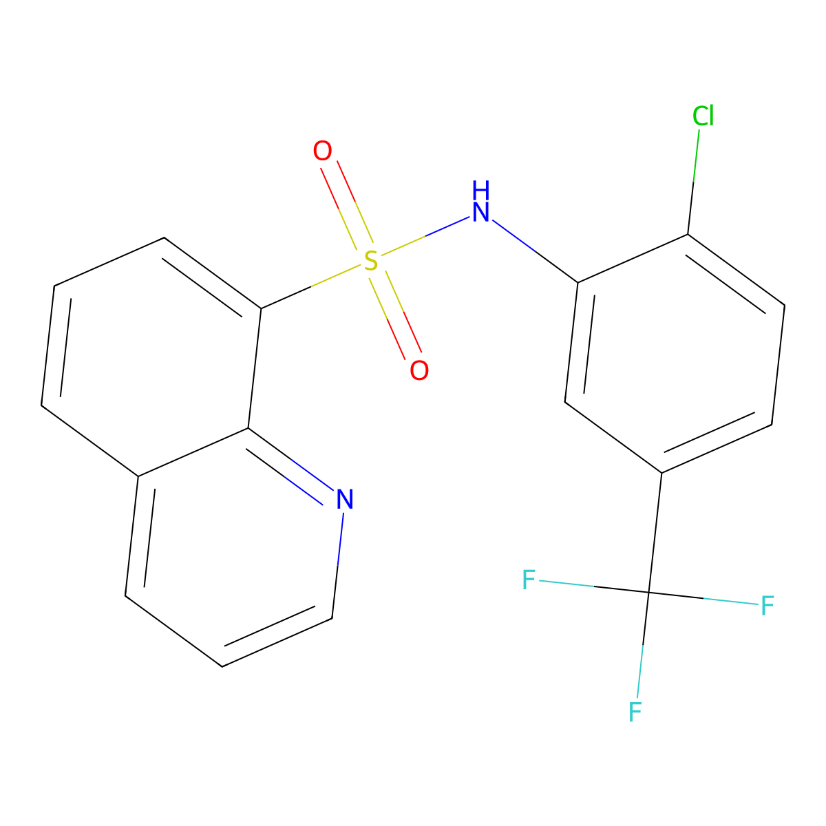 N-[2-chloro-5-(trifluoromethyl)phenyl]quinoline-8-sulfonamide molecular structure, CAS 296772-42-4