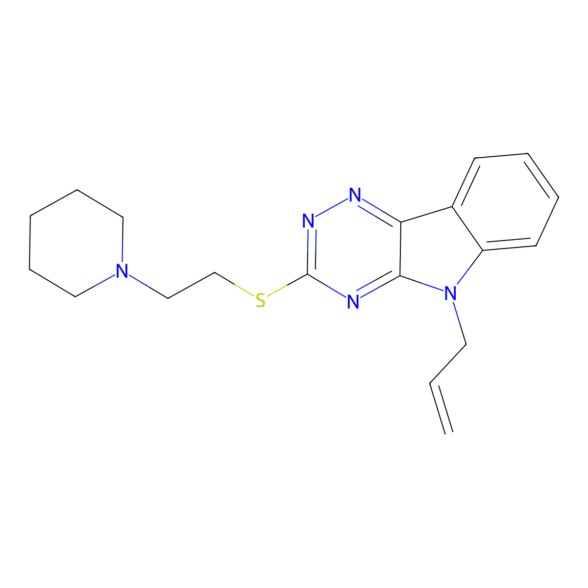 9-Allyl-2-(2-piperidin-1-yl-ethylsulfanyl)-9H-1,3,4,9-tetraaza-fluorene molecular structure, CAS 296772-56-0