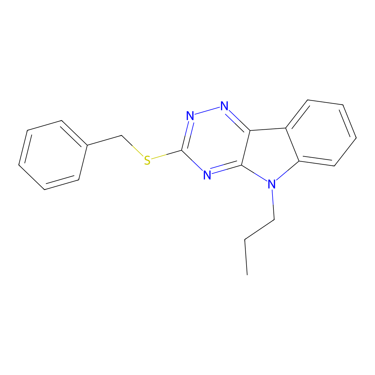 3-(benzylsulfanyl)-5-propyl-5H-[1,2,4]triazino[5,6-b]indole molecular structure, CAS 296772-63-9
