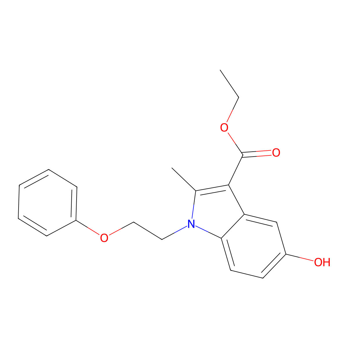 Ethyl 5-hydroxy-2-methyl-1-(2-phenoxyethyl)indole-3-carboxylate molecular structure, CAS 296772-86-6