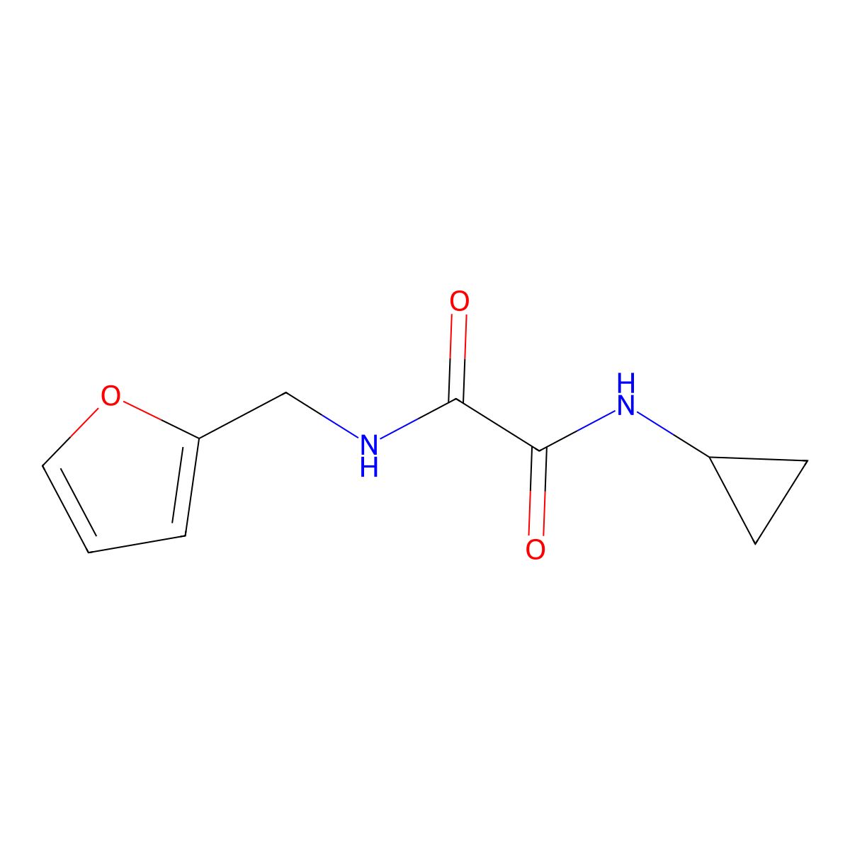 N'-cyclopropyl-N-(furan-2-ylmethyl)oxamide molecular structure, CAS 296773-01-8