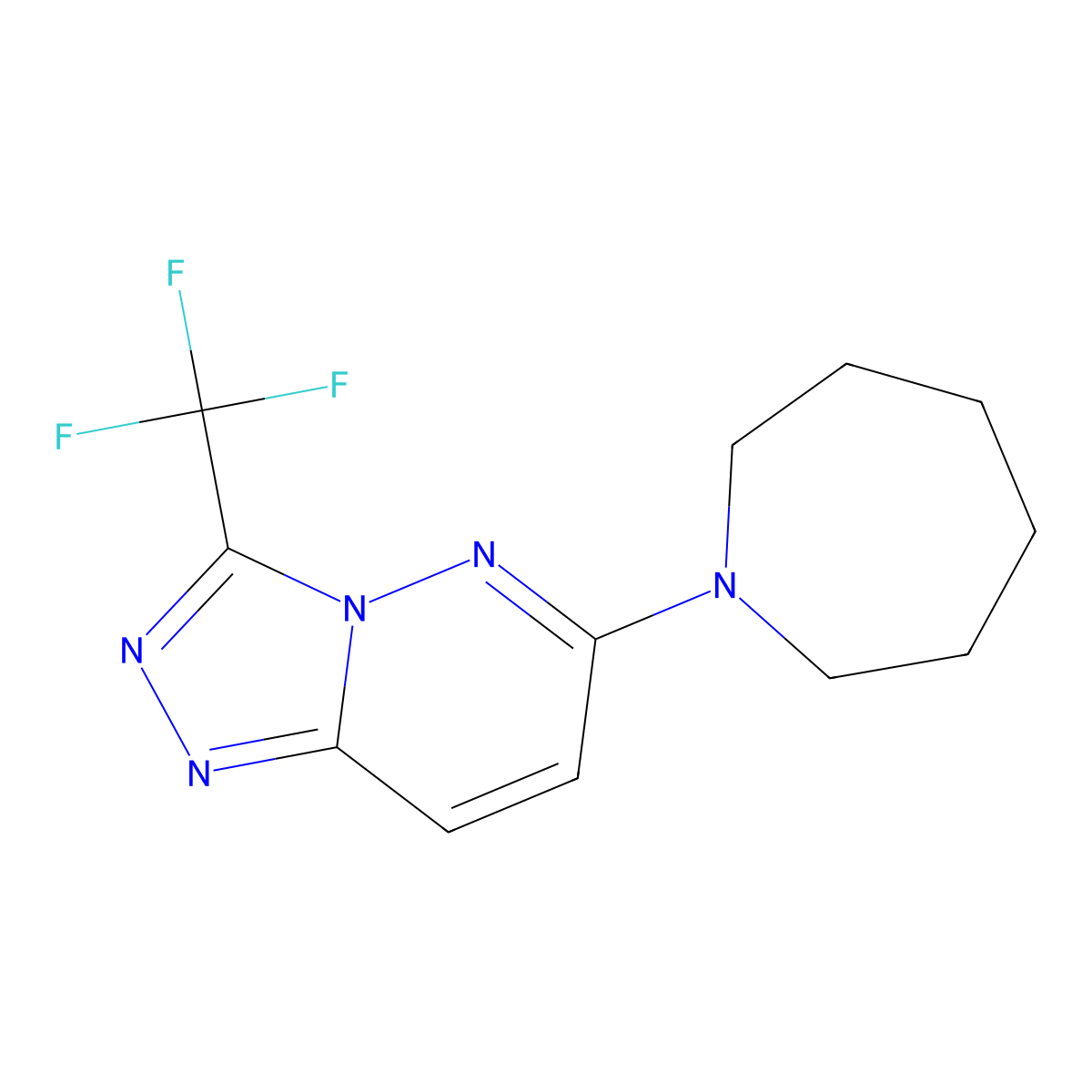 6-Azepan-1-yl-3-trifluoromethyl-[1,2,4]triazolo[4,3-b]pyridazine molecular structure, CAS 296773-12-1