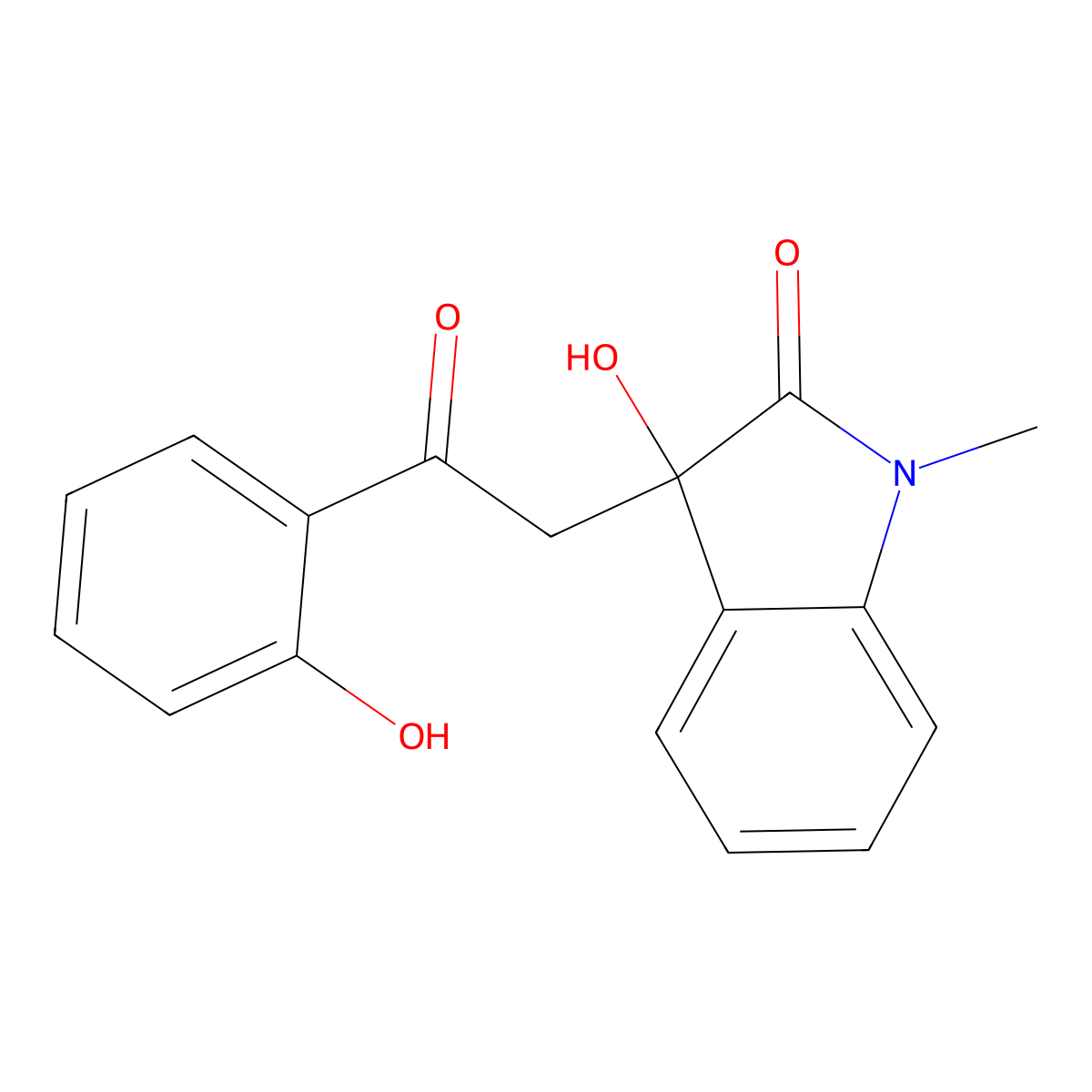 3-Hydroxy-3-[2-(2-hydroxyphenyl)-2-oxoethyl]-1-methylindol-2-one molecular structure, CAS 296773-20-1