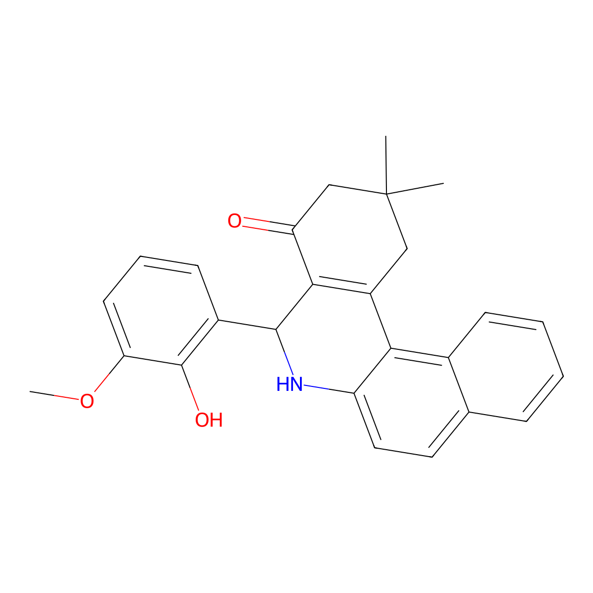5-(2-hydroxy-3-methoxyphenyl)-2,2-dimethyl-2,3,5,6-tetrahydrobenzo[a]phenanthridin-4(1H)-one molecular structure, CAS 296773-42-7