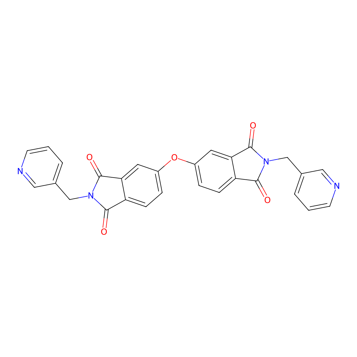5-[1,3-Dioxo-2-(pyridin-3-ylmethyl)isoindol-5-yl]oxy-2-(pyridin-3-ylmethyl)isoindole-1,3-dione molecular structure, CAS 296773-70-1