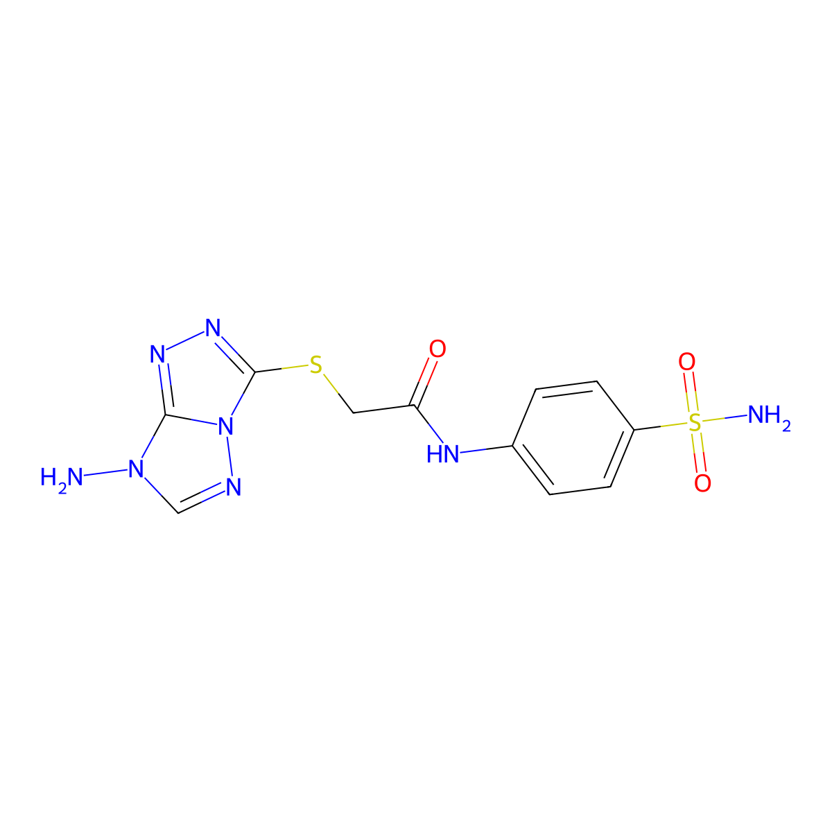 2-[(7-amino-[1,2,4]triazolo[4,3-b][1,2,4]triazol-3-yl)sulfanyl]-N-(4-sulfamoylphenyl)acetamide molecular structure, CAS 296773-73-4