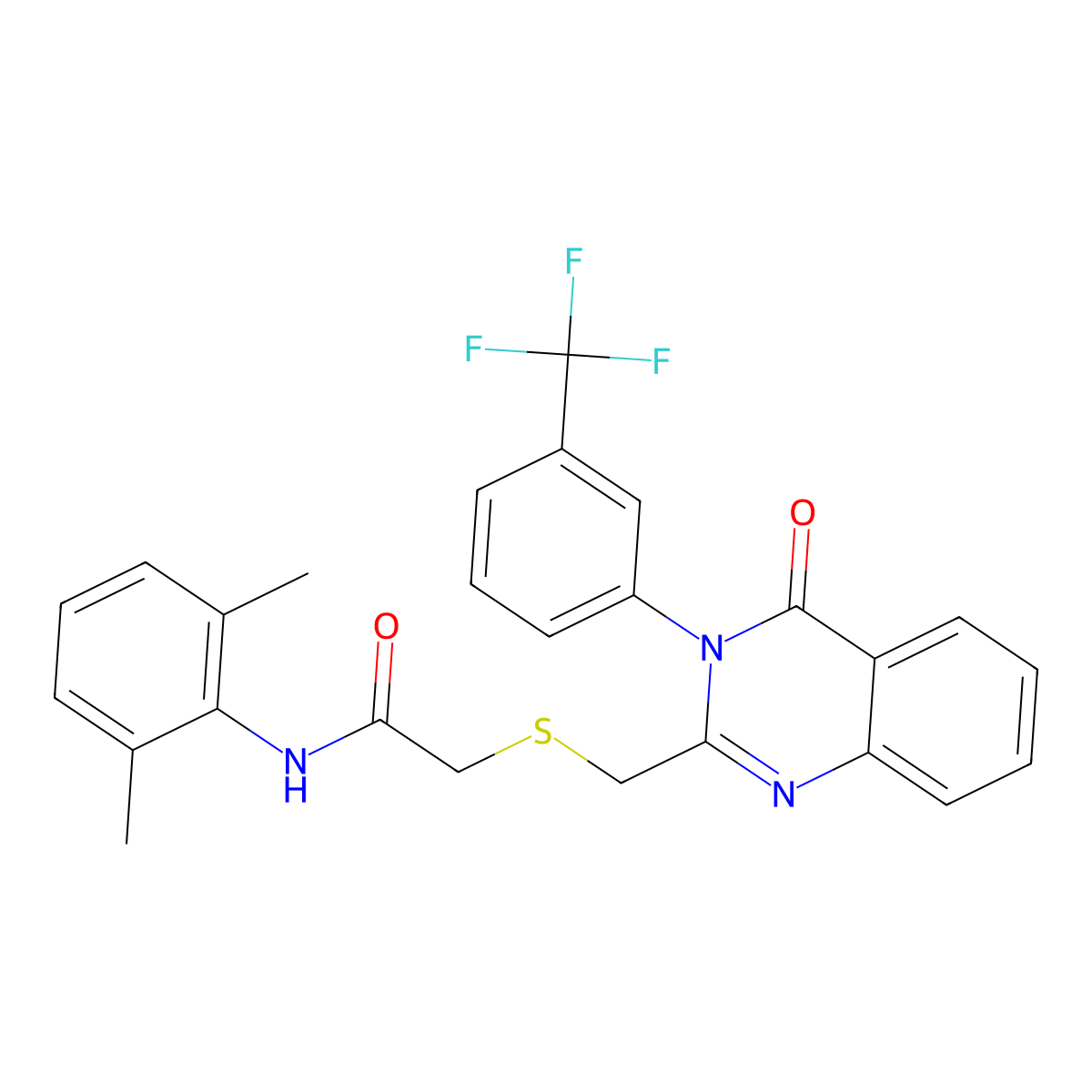 N-(2,6-dimethylphenyl)-2-[({4-oxo-3-[3-(trifluoromethyl)phenyl]-3,4-dihydroquinazolin-2-yl}methyl)sulfanyl]acetamide molecular structure, CAS 296789-49-6