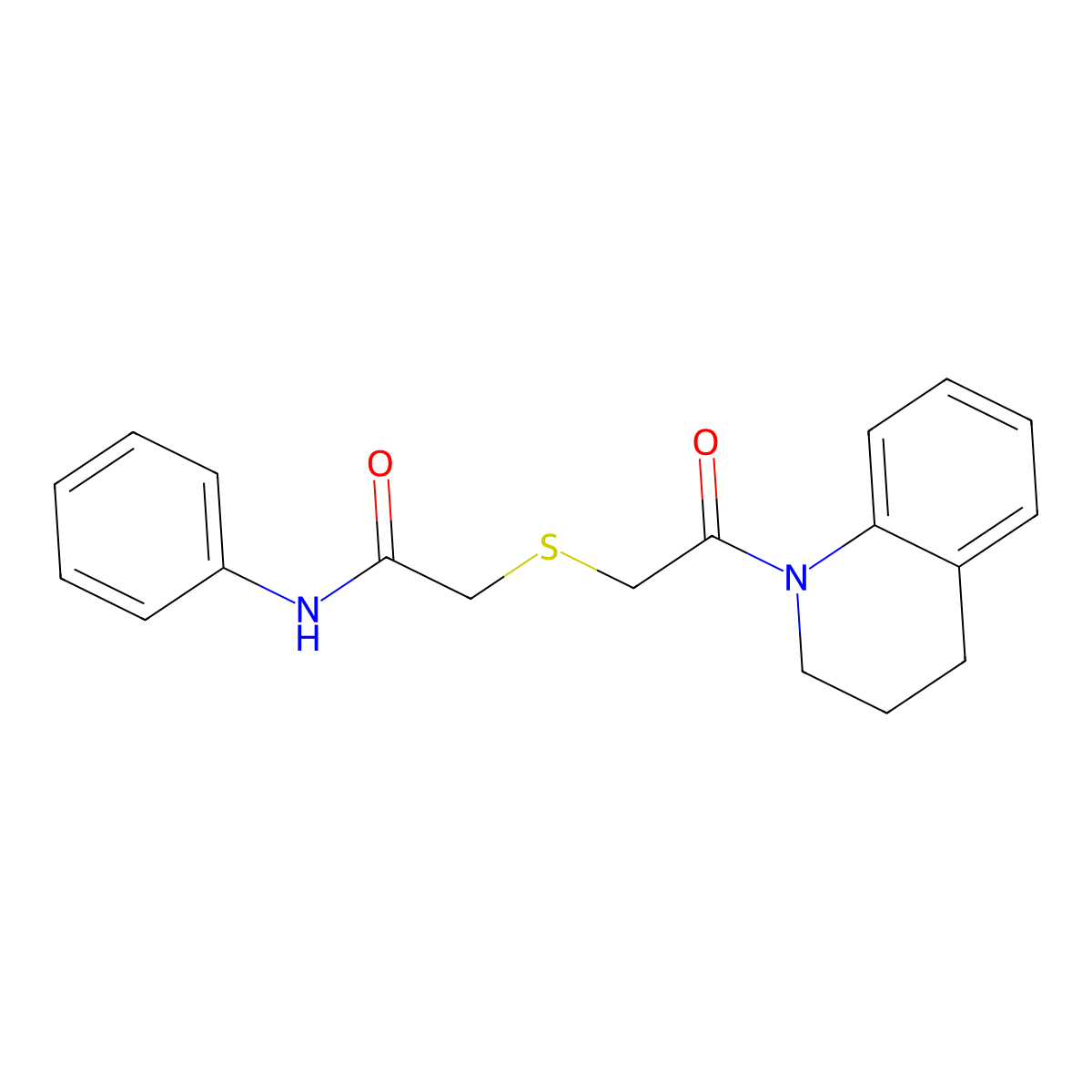 2-[2-(3,4-Dihydro-2H-quinolin-1-yl)-2-oxo-ethylsulfanyl]-N-phenyl-acetamide molecular structure, CAS 296789-51-0