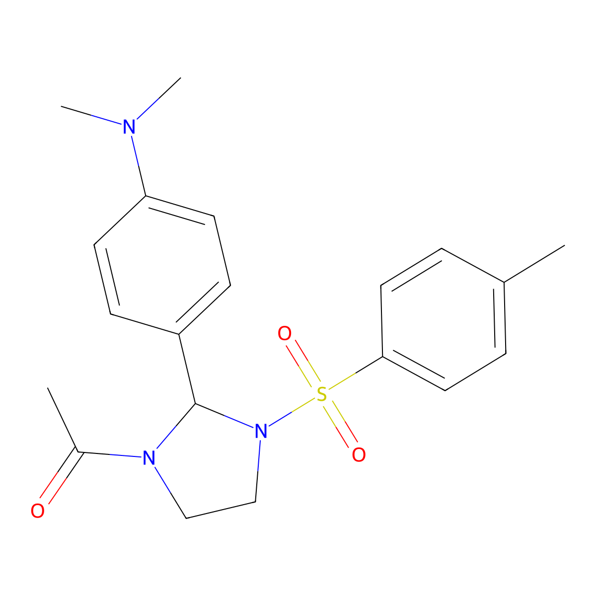 1-Acetyl-2-[4-(dimethylamino)phenyl]-3-[(4-methylphenyl)sulfonyl]imidazolidine molecular structure, CAS 296789-88-3