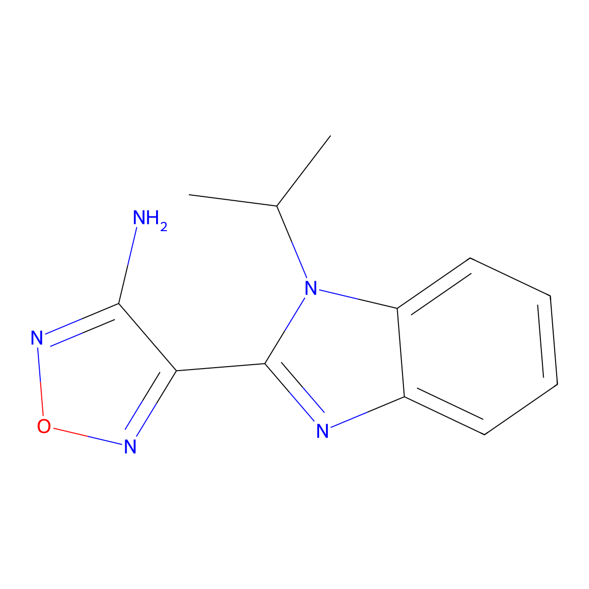 4-(1-isopropyl-1H-benzo[d]imidazol-2-yl)-1,2,5-oxadiazol-3-amine molecular structure, CAS 296789-97-4