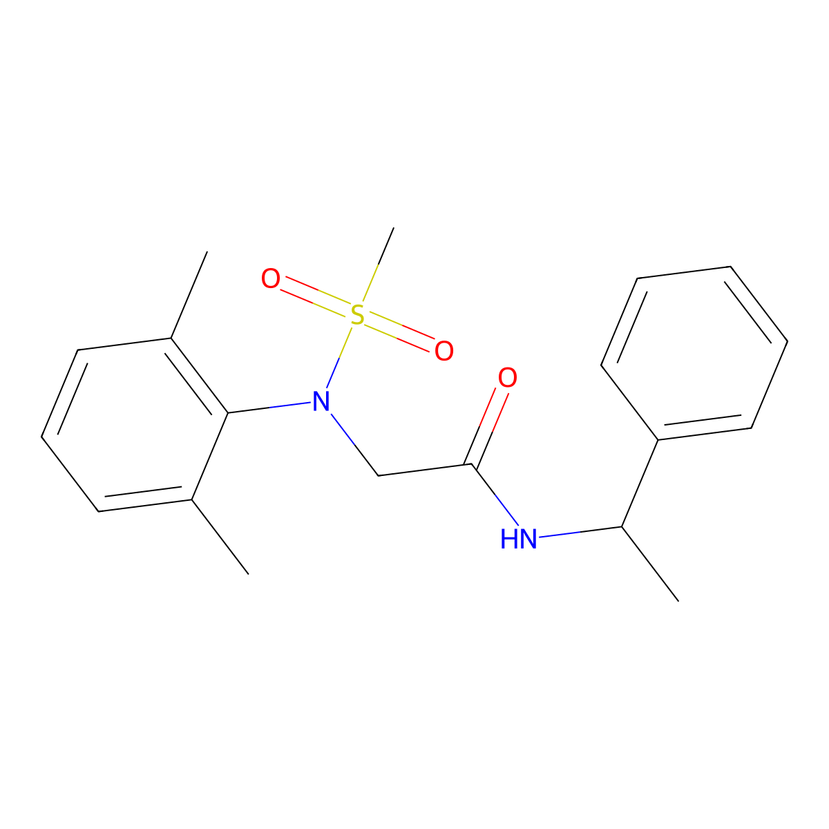 2-(2,6-dimethyl-N-methylsulfonylanilino)-N-(1-phenylethyl)acetamide molecular structure, CAS 296789-98-5