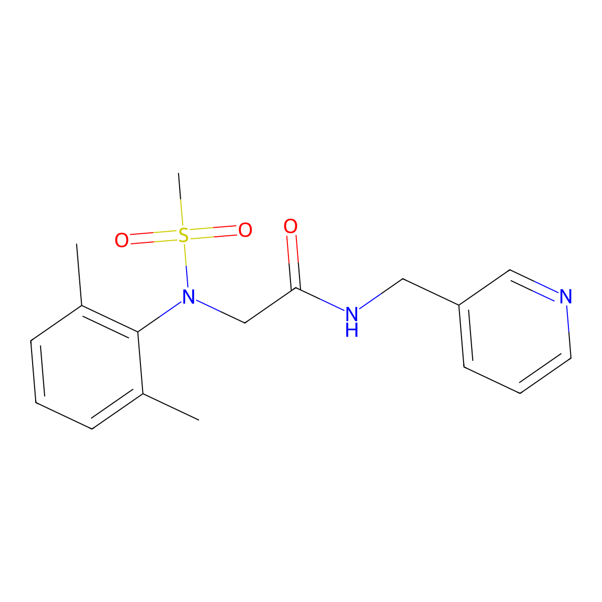 2-(2,6-dimethyl-N-methylsulfonylanilino)-N-(pyridin-3-ylmethyl)acetamide molecular structure, CAS 296789-99-6