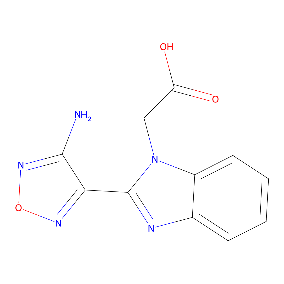 [2-(4-Amino-furazan-3-yl)-benzoimidazol-1-yl]-acetic acid molecular structure, CAS 296790-01-7