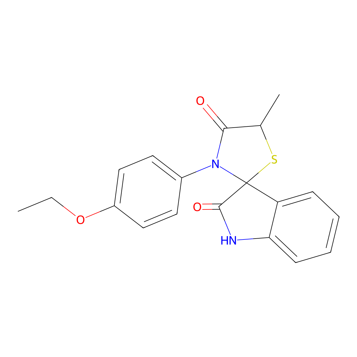 3-(4-ethoxyphenyl)-5-methylspiro[1,3-thiazolidine-2,3'-1H-indole]-2',4-dione molecular structure, CAS 296790-06-2