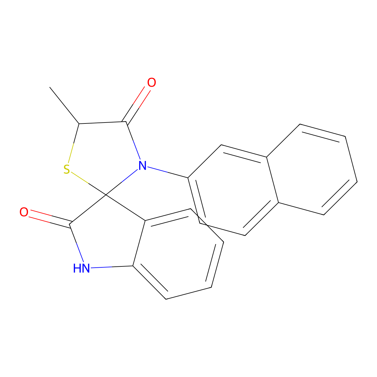5-methyl-3-naphthalen-2-ylspiro[1,3-thiazolidine-2,3'-1H-indole]-2',4-dione molecular structure, CAS 296790-13-1