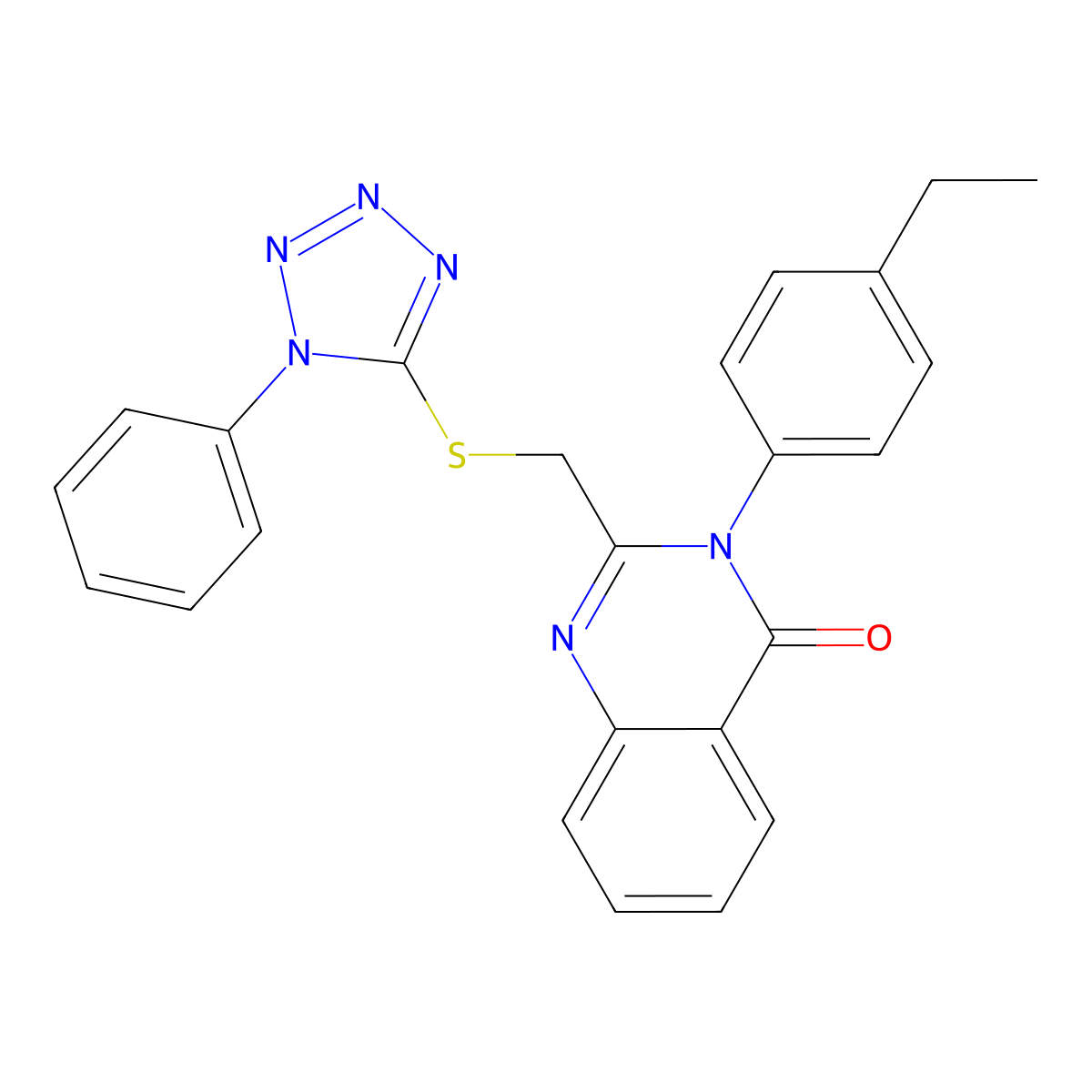 3-(4-Ethylphenyl)-2-[(1-phenyltetrazol-5-yl)sulfanylmethyl]quinazolin-4-one molecular structure, CAS 296790-29-9