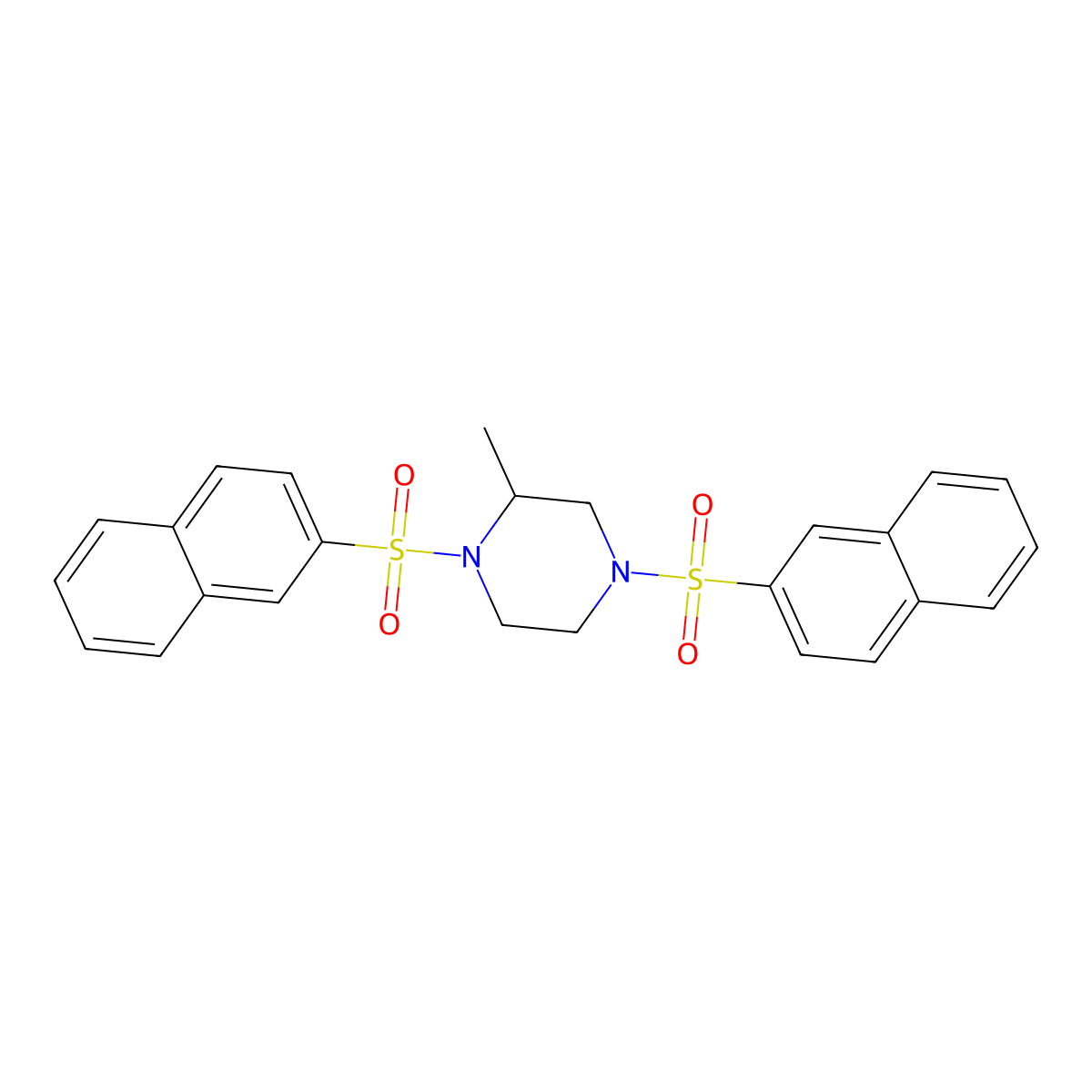2-Methyl-1,4-bis(naphthalen-2-ylsulfonyl)piperazine molecular structure, CAS 296790-31-3