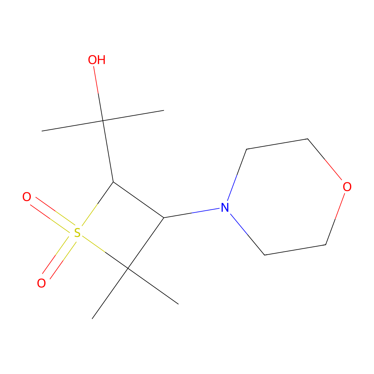 2-(4,4-Dimethyl-3-morpholin-4-yl-1,1-dioxothietan-2-yl)propan-2-ol molecular structure, CAS 296790-32-4