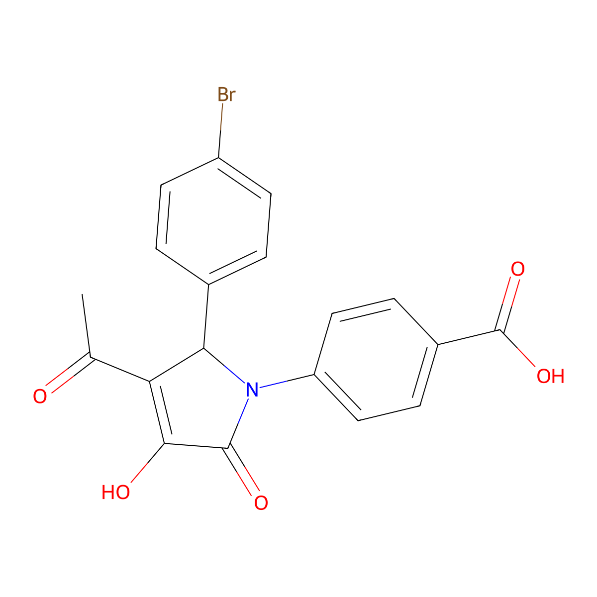 4-[3-acetyl-2-(4-bromophenyl)-4-hydroxy-5-oxo-2H-pyrrol-1-yl]benzoic Acid molecular structure, CAS 296790-33-5