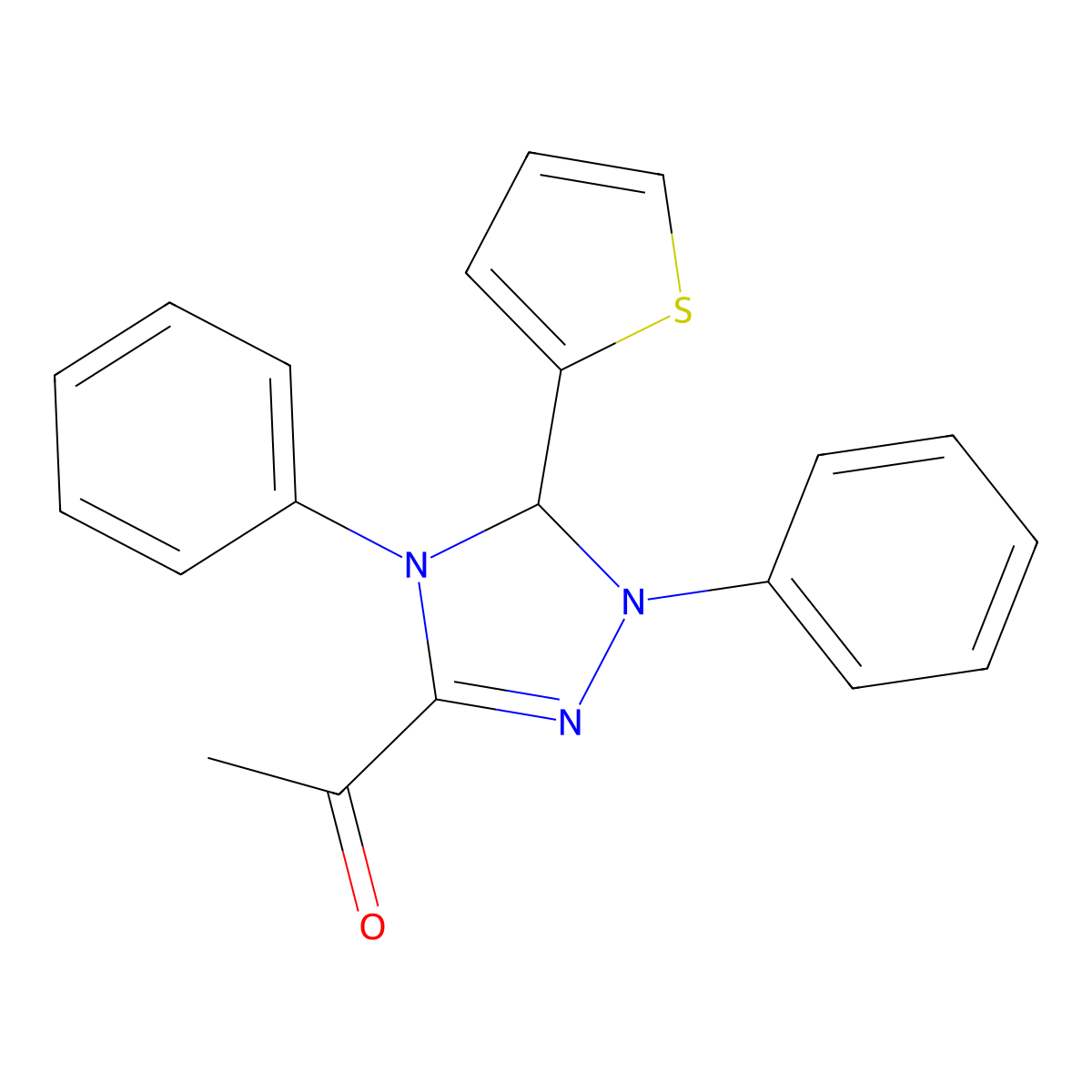 1-(2,4-diphenyl-3-thiophen-2-yl-3H-1,2,4-triazol-5-yl)ethanone molecular structure, CAS 296790-60-8