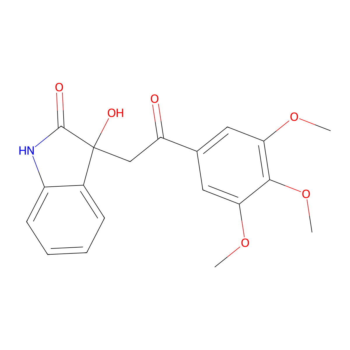 3-hydroxy-3-[2-oxo-2-(3,4,5-trimethoxyphenyl)ethyl]-1,3-dihydro-2H-indol-2-one molecular structure, CAS 296790-61-9