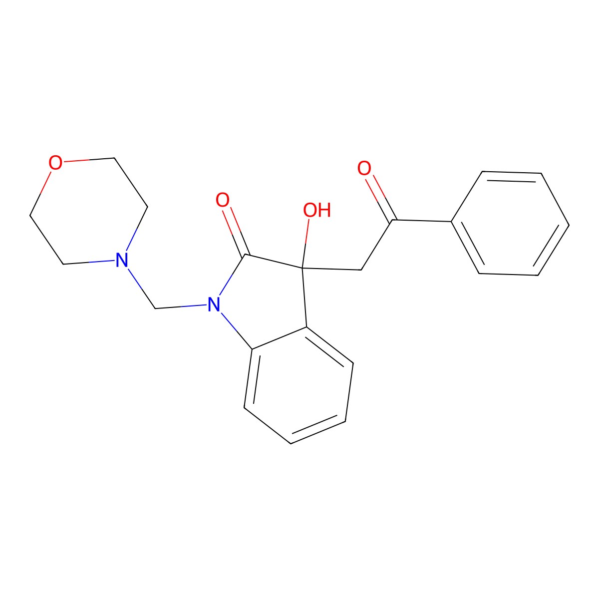 3-Hydroxy-1-(morpholin-4-ylmethyl)-3-phenacylindol-2-one molecular structure, CAS 296790-63-1