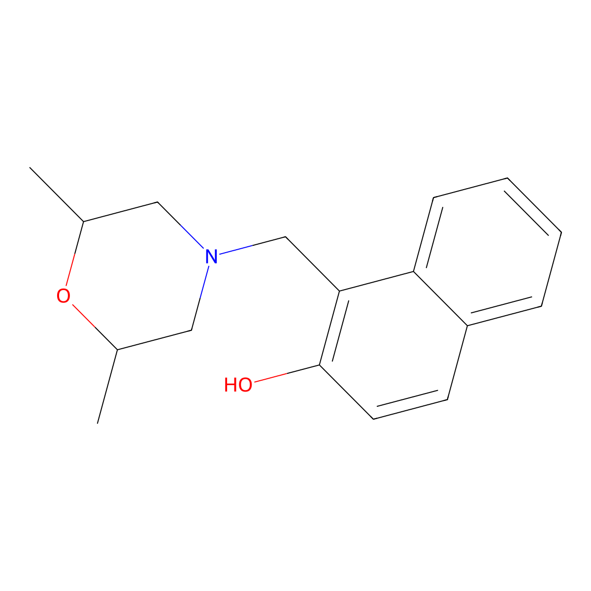 1-[(2,6-Dimethylmorpholin-4-yl)methyl]naphthalen-2-ol molecular structure, CAS 296790-85-7