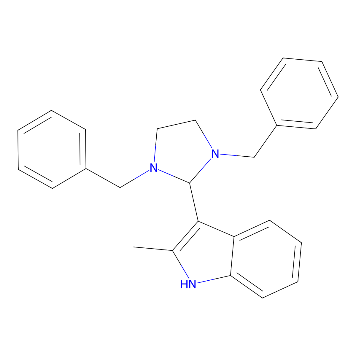3-(1,3-dibenzylimidazolidin-2-yl)-2-methyl-1H-indole molecular structure, CAS 296791-29-2