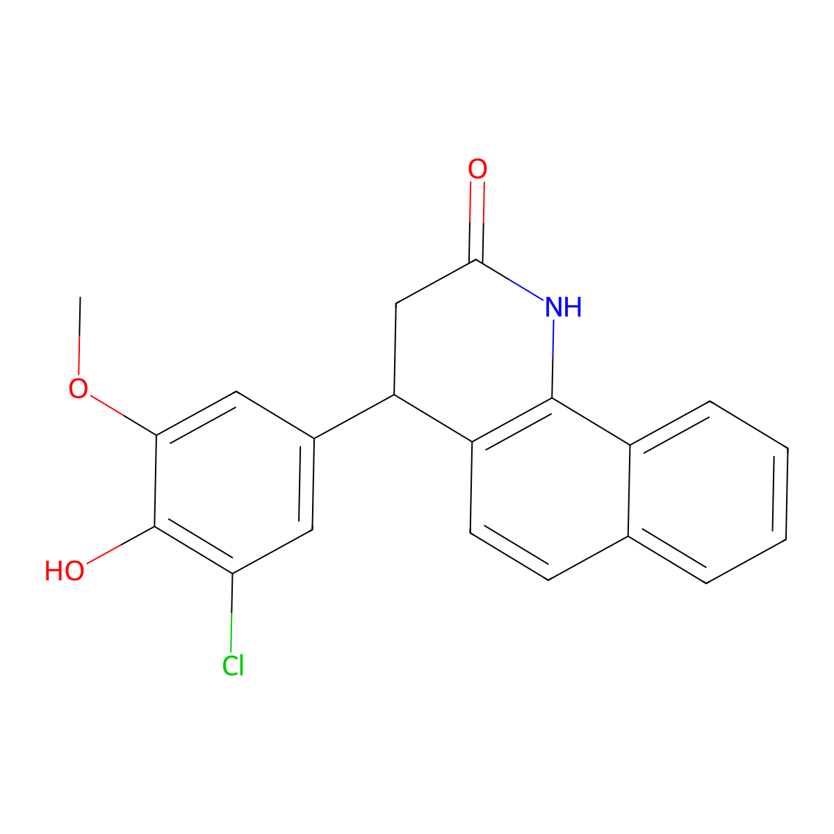 4-(3-chloro-4-hydroxy-5-methoxyphenyl)-3,4-dihydrobenzo[h]quinolin-2(1H)-one molecular structure, CAS 296791-37-2