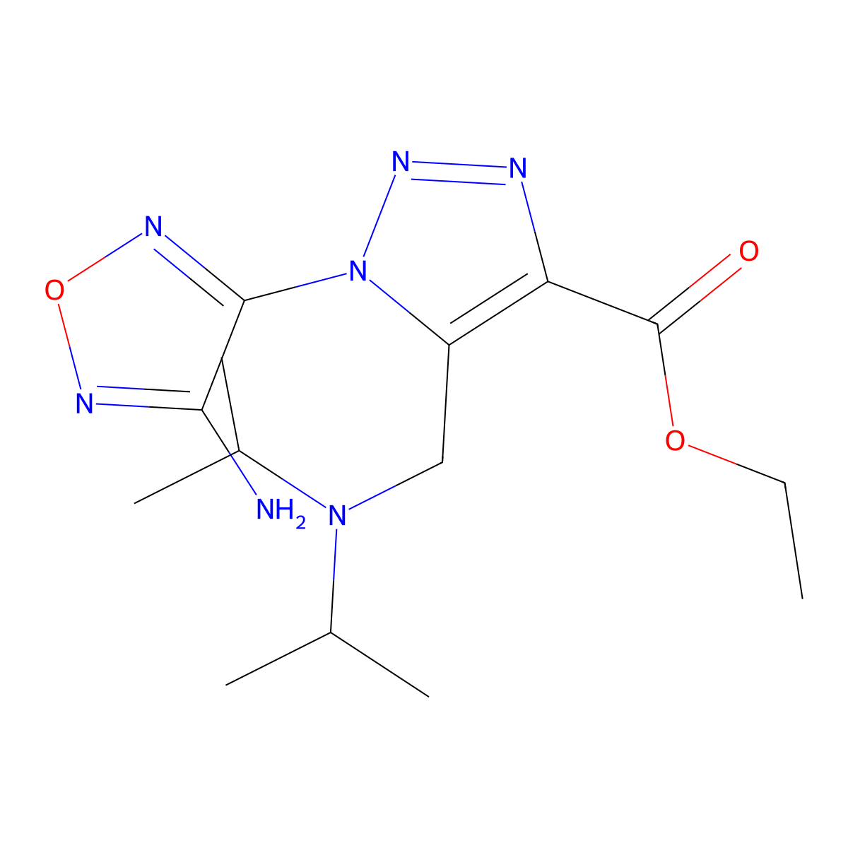 ethyl 1-(4-amino-1,2,5-oxadiazol-3-yl)-5-[(diisopropylamino)methyl]-1H-1,2,3-triazole-4-carboxylate molecular structure, CAS 296791-55-4
