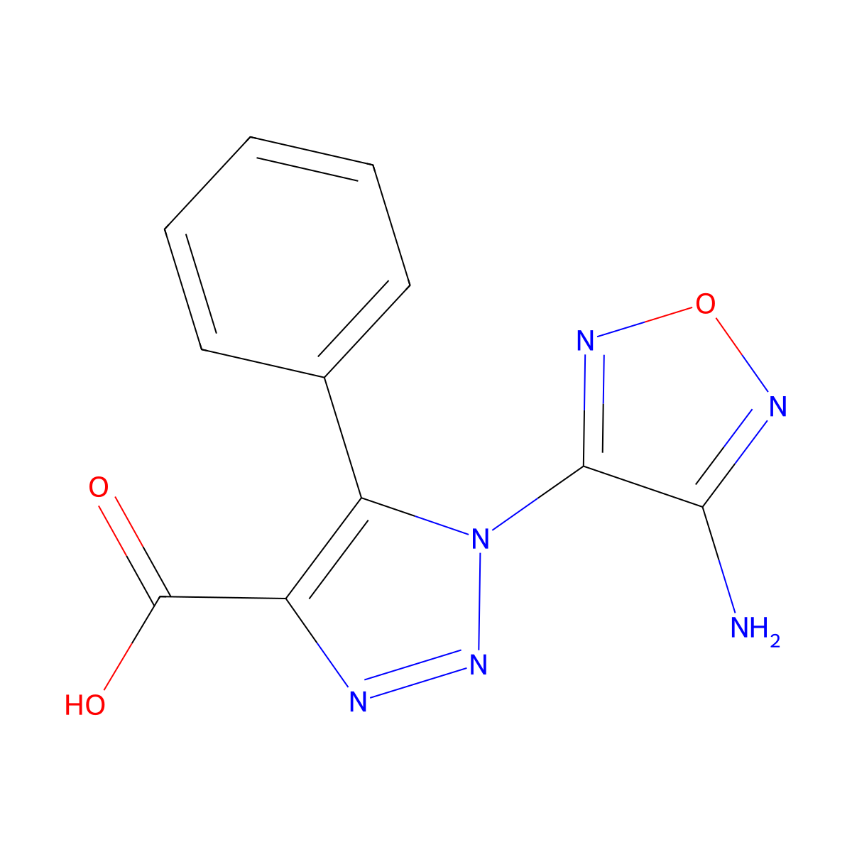 1-(4-amino-1,2,5-oxadiazol-3-yl)-5-phenyl-1H-1,2,3-triazole-4-carboxylic acid molecular structure, CAS 296791-84-9