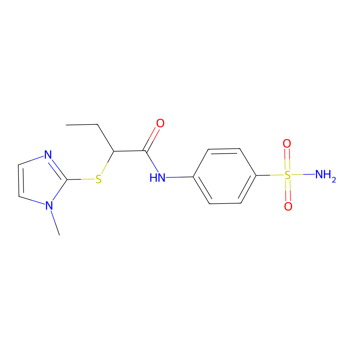 2-[(1-methyl-1H-imidazol-2-yl)sulfanyl]-N-(4-sulfamoylphenyl)butanamide molecular structure, CAS 296791-88-3