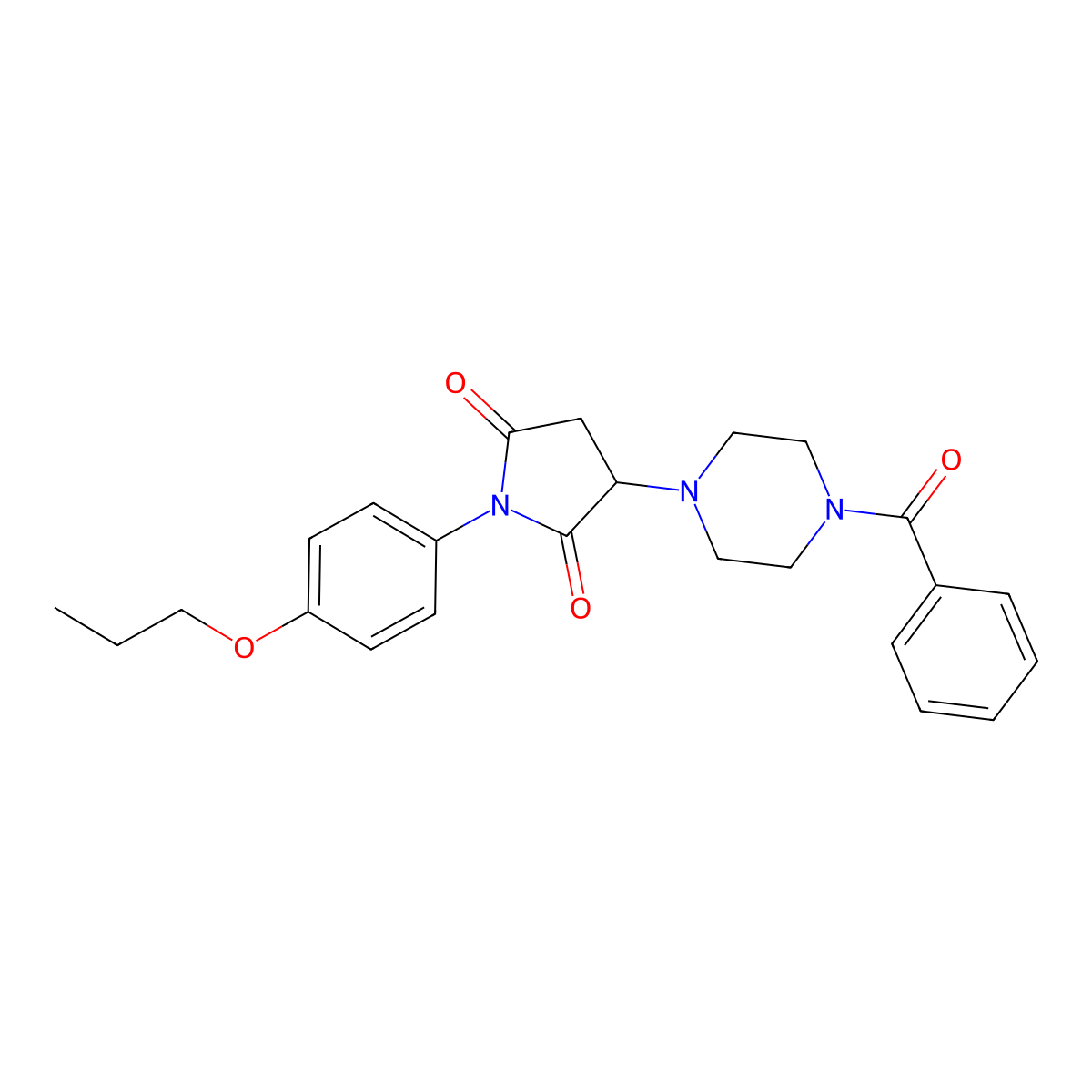 3-(4-Benzoylpiperazin-1-yl)-1-(4-propoxyphenyl)pyrrolidine-2,5-dione molecular structure, CAS 296791-96-3