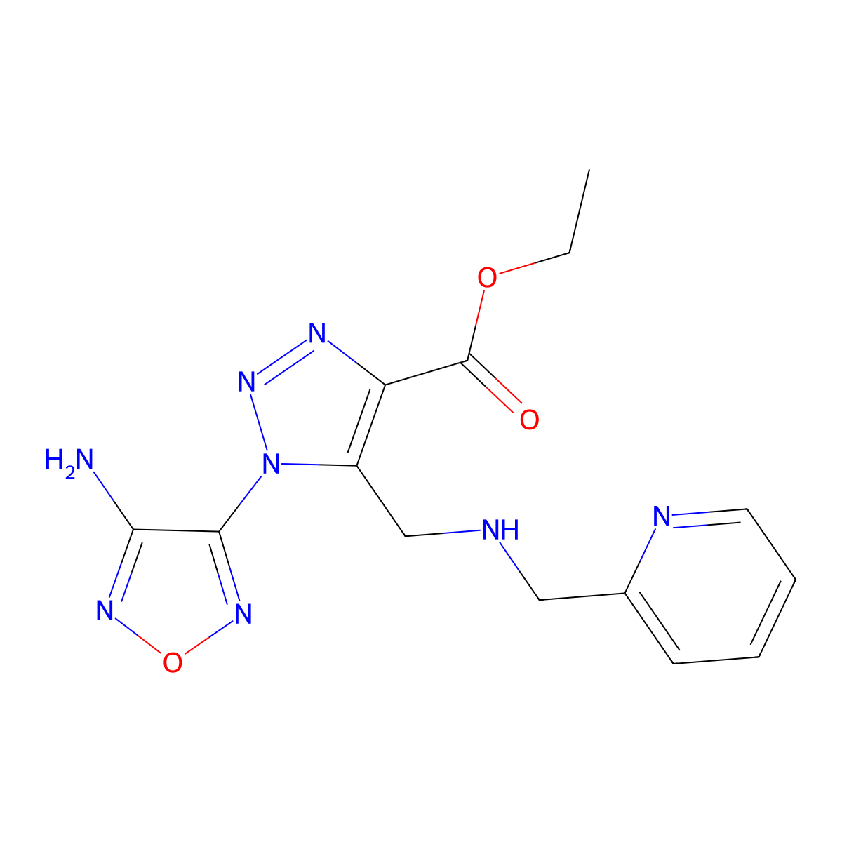 Ethyl 1-(4-amino-1,2,5-oxadiazol-3-yl)-5-[(pyridin-2-ylmethylamino)methyl]triazole-4-carboxylate molecular structure, CAS 296791-97-4